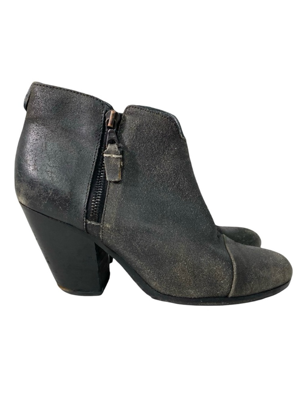 Rag & Bone Margot Ankle Boots Womens Size 9 Waxed Suede Gray Heeled Booties Grey